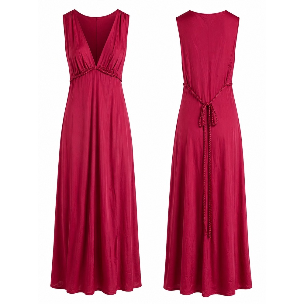 Vanity Fair Vintage 90s Red Coquette Feminine Romantic Maxi Slip Sz 34